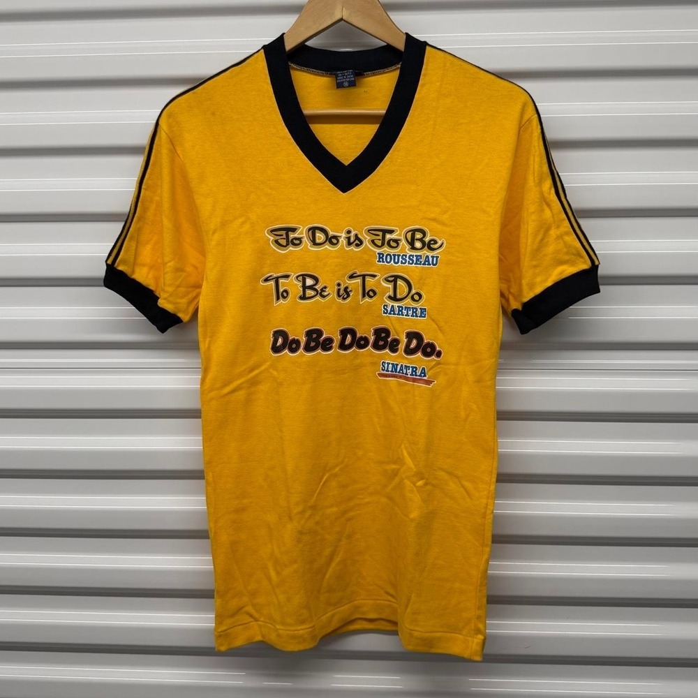 VTG 80's Frank Sinatra Rousseau Sartre Philosophy Music Ringer T-Shirt Size M